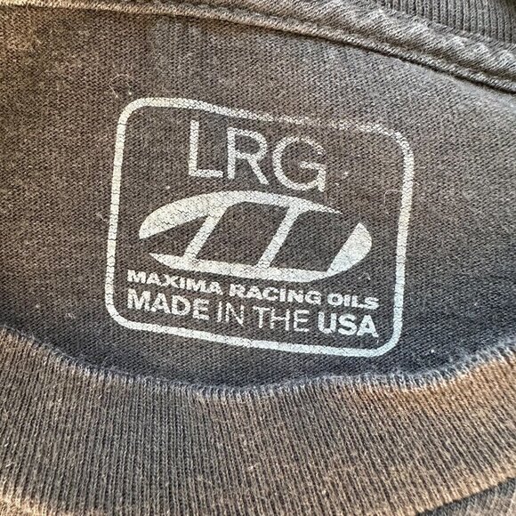 Maxima Racing Oils Twin V 1979 USA Racing Oils Black T-Shirt Size L - Picture 3 of 10